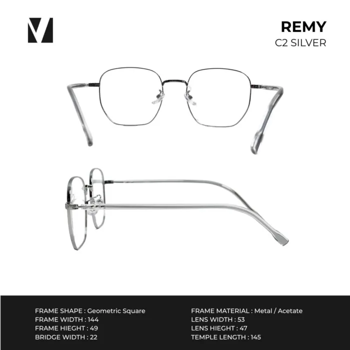 กรอบแว่นตาโลหะ vanta. REMY น้ำหนักเบา ทรง Geometric Square ตัดเลนส์สายตาได้ - Image 4