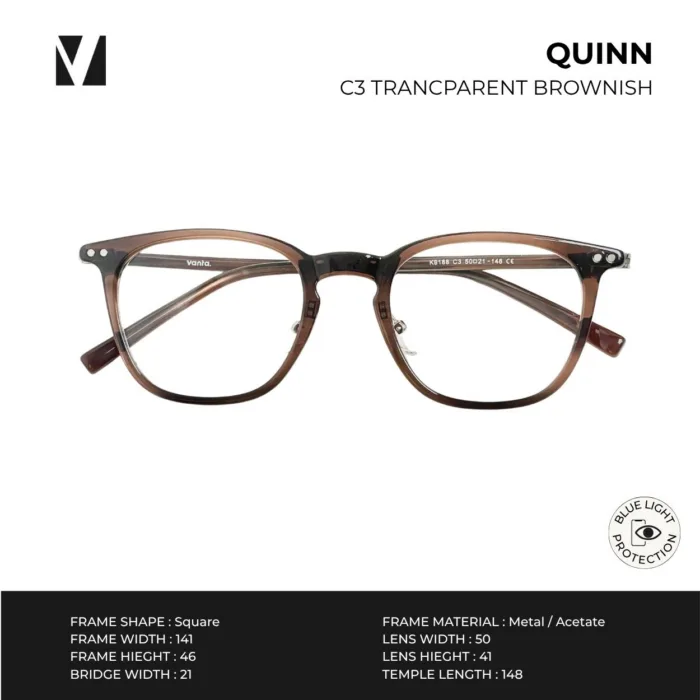 แว่นกรองแสงสีฟ้า vanta. QUINN น้ำหนักเบา ทรง Square ตัดเลนส์สายตาได้ - Image 4