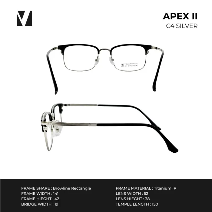 กรอบแว่นตา vanta. APEX II พร้อม Clip-on แม่เหล็ก เลนส์ Polarized Titanium IP ทรง Browline Rectangle ตัดเลนส์สายตาได้ - Image 4