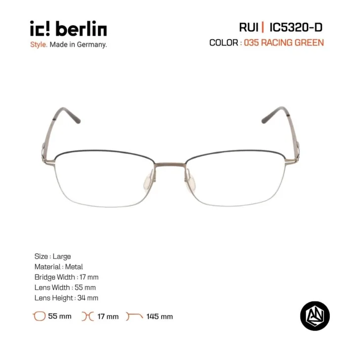 ic! berlin Rui IC5320-D กรอบแว่นตา Metal ทรง Rectangle Minimal Screwless Design - Image 5