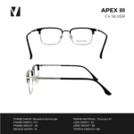 กรอบแว่นตา vanta. APEX III พร้อม Clip-on แม่เหล็ก เลนส์ Polarized Titanium IP ทรง Browline Rectangle ตัดเลนส์สายตาได้ - Image 4