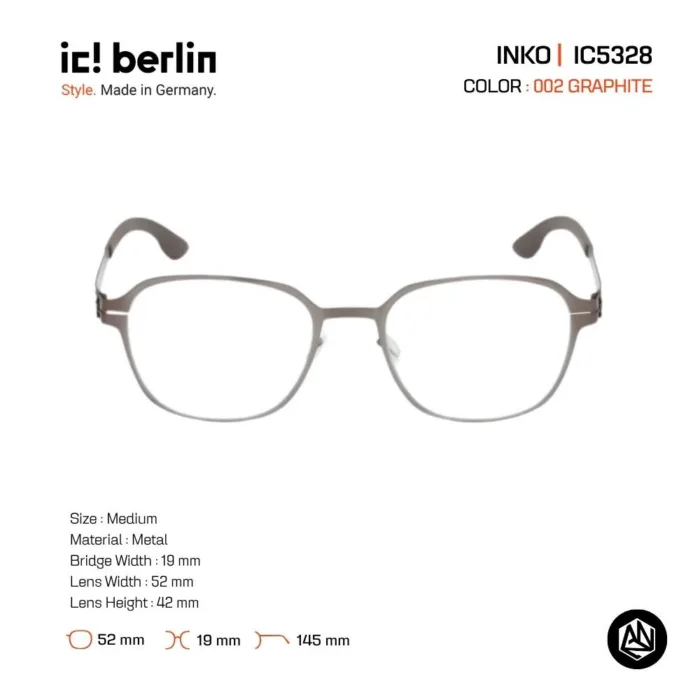 ic! berlin Inko IC5328 กรอบแว่นตา Metal ทรง Rounded Square Minimal Screwless Design - Image 5