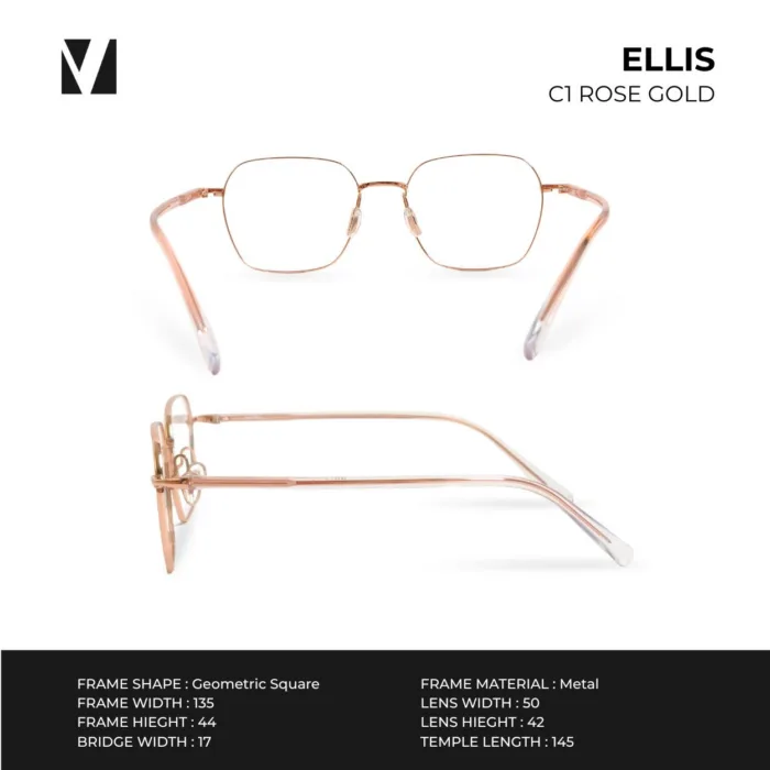 กรอบแว่นตาโลหะ vanta. Ellis น้ำหนักเบา ทรง Geometric Square ตัดเลนส์สายตาได้ - Image 5