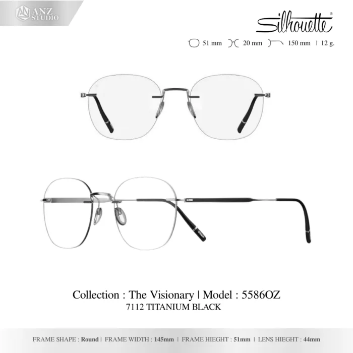 Silhouette The Visionary 5586OZ กรอบแว่นสายตา Silhouette ของแท้ ทรง Round กรอบ Titanium ไร้ขอบ น้ำหนักเบา รับประกัน 1 ปี - Image 2