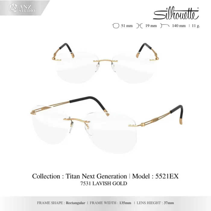 Silhouette Titan Next Generation 5521 กรอบแว่นสายตา Silhouette ของแท้ ทรง Rectangular กรอบ Titanium ไร้ขอบ น้ำหนักเบา รับประกัน 1 ปี - Image 5