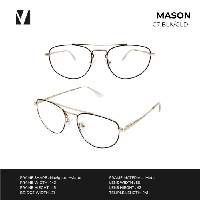 กรอบแว่นตาโลหะ vanta. MASON ทรง Navigator Aviator Double Bridge ตัดเลนส์สายตาได้ - Image 5