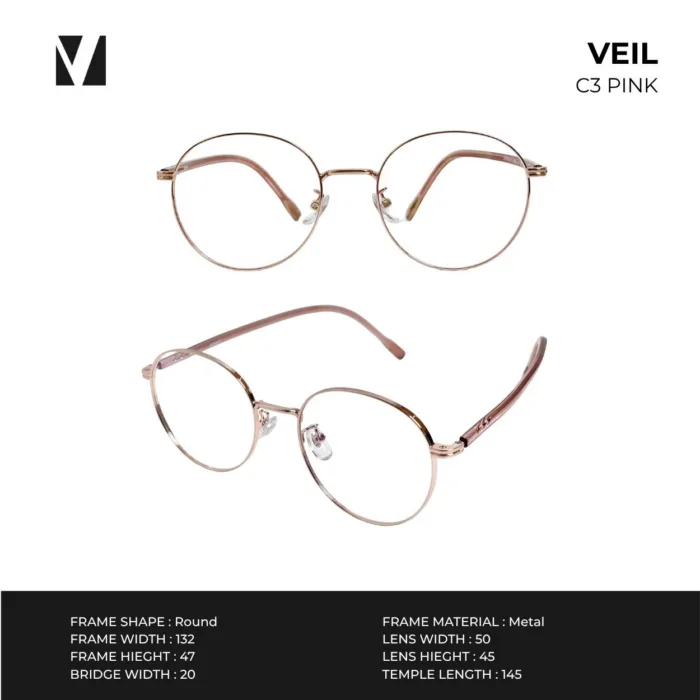 กรอบแว่นตาโลหะ vanta. VEIL น้ำหนักเบา ทรง Round ตัดเลนส์สายตาได้ - Image 5