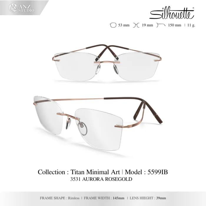 Silhouette Titan Minimal Art 5599 กรอบแว่นสายตา Silhouette ของแท้ กรอบ Titanium ไร้ขอบ น้ำหนักเบา รับประกัน 1 ปี - Image 5
