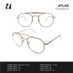 กรอบแว่นตาโลหะ vanta. ATLAS น้ำหนักเบา ทรง Navigator Aviator Double Bridge ตัดเลนส์สายตาได้ - Image 5