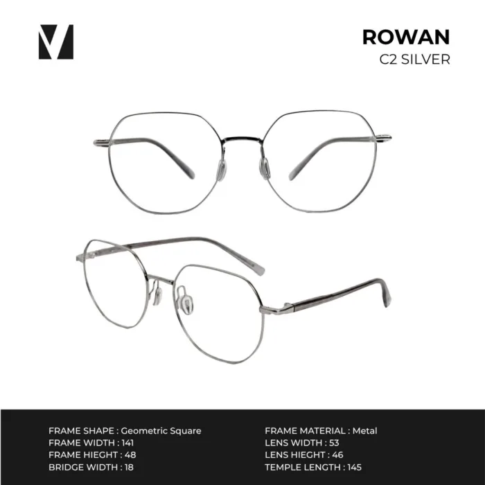 กรอบแว่นตาโลหะ vanta. ROWAN น้ำหนักเบา ทรง Geometric Square ตัดเลนส์สายตาได้ - Image 5