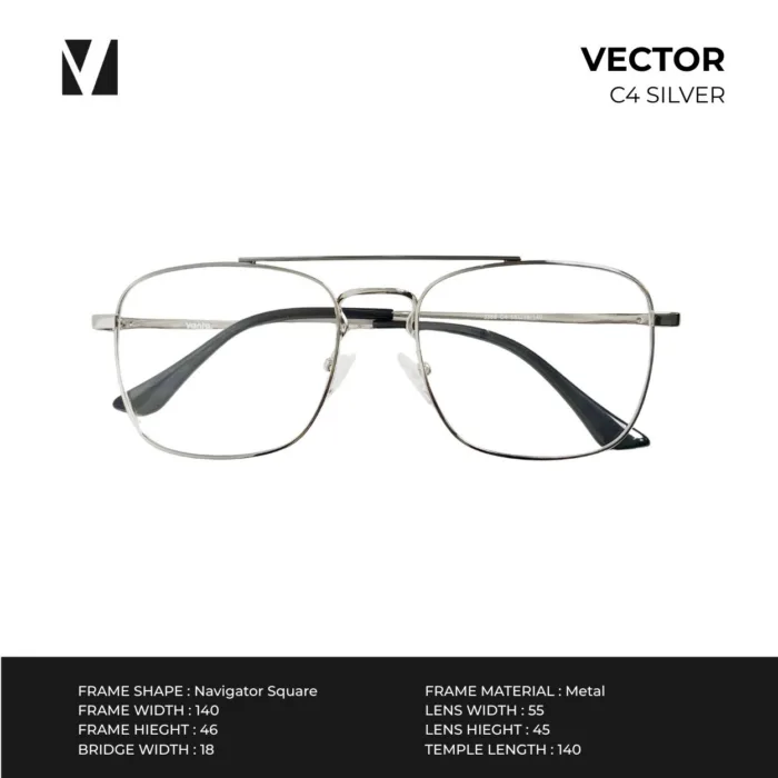 กรอบแว่นตาโลหะ vanta. VECTOR น้ำหนักเบา ทรง Navigator Square Double Bridge ตัดเลนส์สายตาได้ - Image 5
