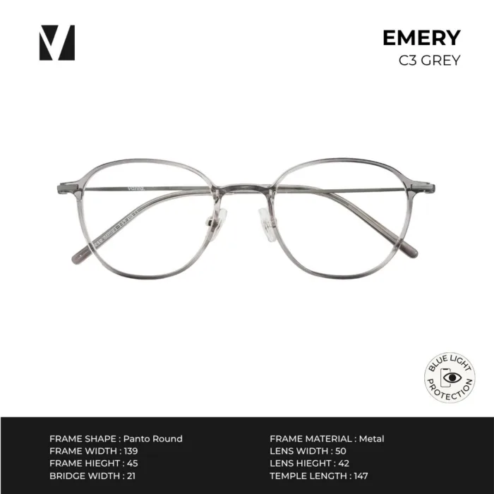 แว่นกรองแสงสีฟ้า vanta. EMERY น้ำหนักเบา ทรง Panto Round ตัดเลนส์สายตาได้ - Image 5