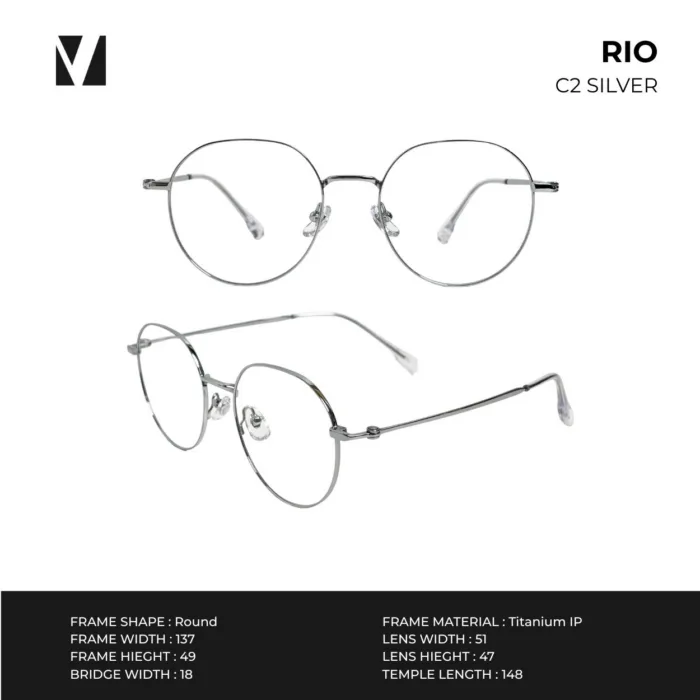 กรอบแว่นตา vanta. RIO วัสดุ Titanium IP ทรง Round น้ำหนักเบา ตัดเลนส์สายตาได้ - Image 5