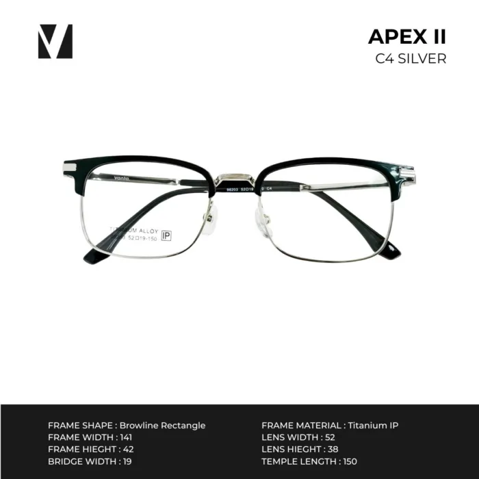กรอบแว่นตา vanta. APEX II พร้อม Clip-on แม่เหล็ก เลนส์ Polarized Titanium IP ทรง Browline Rectangle ตัดเลนส์สายตาได้ - Image 5
