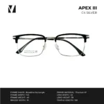 กรอบแว่นตา vanta. APEX III พร้อม Clip-on แม่เหล็ก เลนส์ Polarized Titanium IP ทรง Browline Rectangle ตัดเลนส์สายตาได้ - Image 5