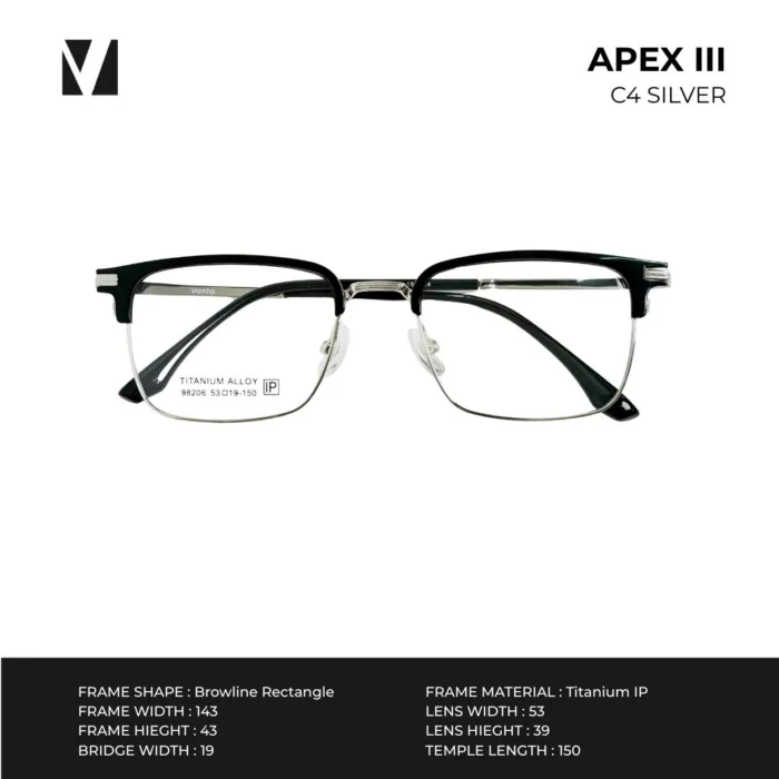 กรอบแว่นตา vanta. APEX III พร้อม Clip-on แม่เหล็ก เลนส์ Polarized Titanium IP ทรง Browline Rectangle ตัดเลนส์สายตาได้ - Image 5