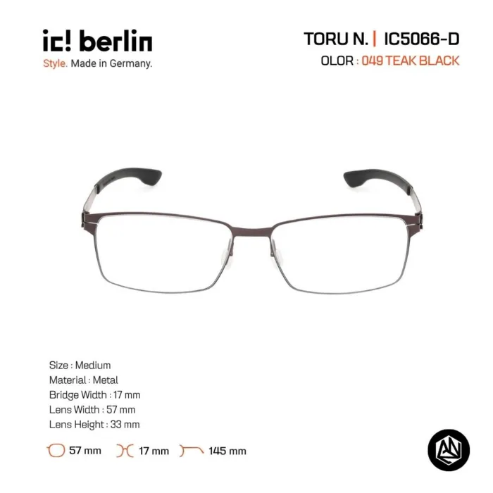 ic! berlin TORU N. IC5066-D กรอบแว่นตา Metal ทรง Square Minimal Screwless Design - Image 7