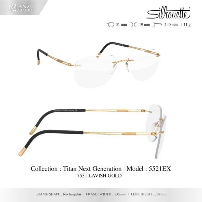 Silhouette Titan Next Generation 5521 กรอบแว่นสายตา Silhouette ของแท้ ทรง Rectangular กรอบ Titanium ไร้ขอบ น้ำหนักเบา รับประกัน 1 ปี - Image 6