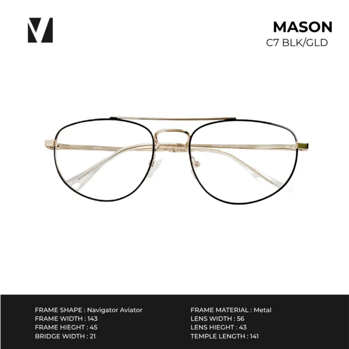 กรอบแว่นตาโลหะ vanta. MASON ทรง Navigator Aviator Double Bridge ตัดเลนส์สายตาได้ - Image 6
