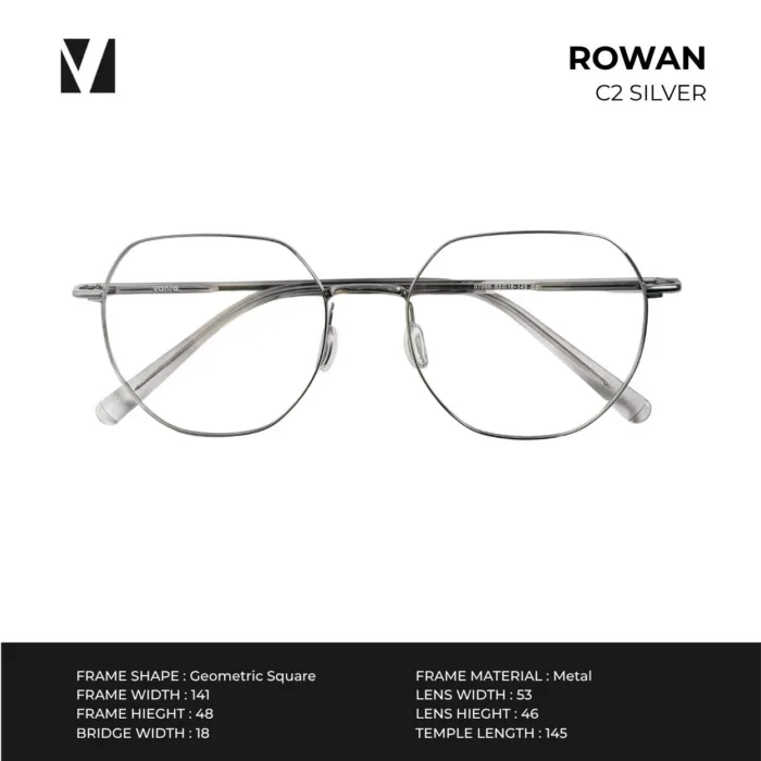 กรอบแว่นตาโลหะ vanta. ROWAN น้ำหนักเบา ทรง Geometric Square ตัดเลนส์สายตาได้ - Image 6