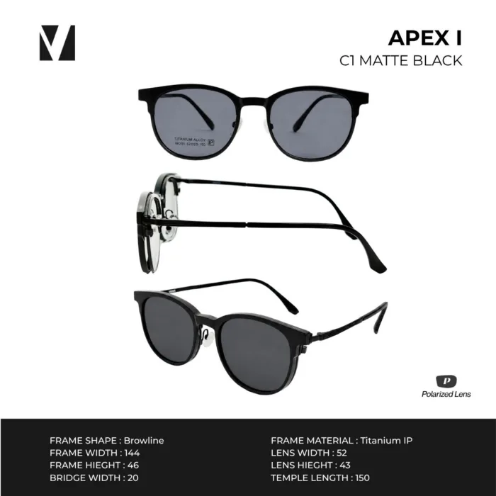 กรอบแว่นตา vanta. APEX I พร้อม Clip-on แม่เหล็ก เลนส์ Polarized Titanium IP ทรง Browline ตัดเลนส์สายตาได้ - Image 6