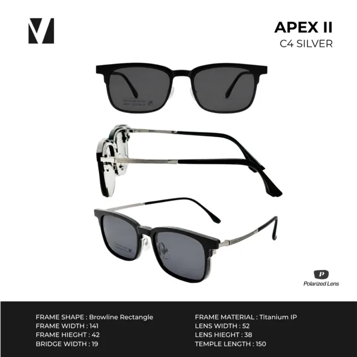 กรอบแว่นตา vanta. APEX II พร้อม Clip-on แม่เหล็ก เลนส์ Polarized Titanium IP ทรง Browline Rectangle ตัดเลนส์สายตาได้ - Image 6