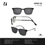 กรอบแว่นตา vanta. APEX III พร้อม Clip-on แม่เหล็ก เลนส์ Polarized Titanium IP ทรง Browline Rectangle ตัดเลนส์สายตาได้ - Image 6