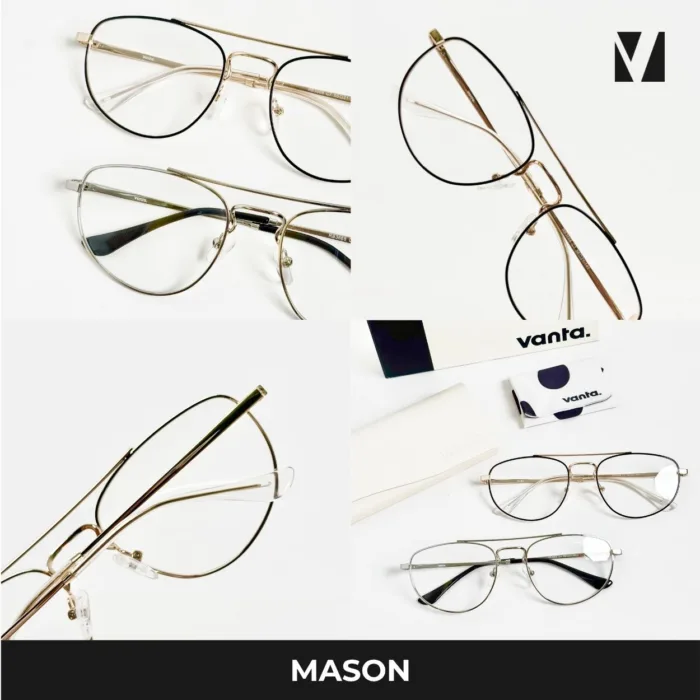กรอบแว่นตาโลหะ vanta. MASON ทรง Navigator Aviator Double Bridge ตัดเลนส์สายตาได้ - Image 7