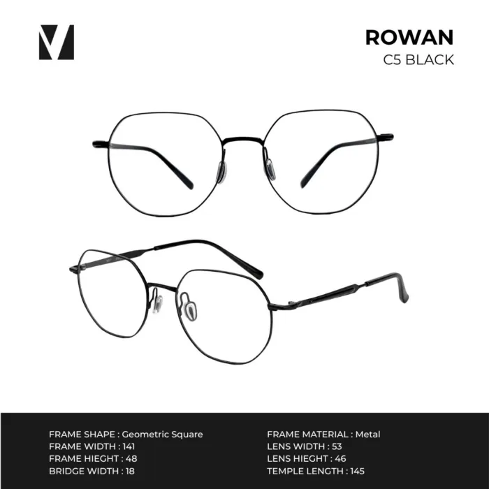 กรอบแว่นตาโลหะ vanta. ROWAN น้ำหนักเบา ทรง Geometric Square ตัดเลนส์สายตาได้ - Image 7