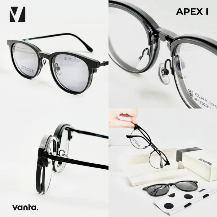 กรอบแว่นตา vanta. APEX I พร้อม Clip-on แม่เหล็ก เลนส์ Polarized Titanium IP ทรง Browline ตัดเลนส์สายตาได้ - Image 7