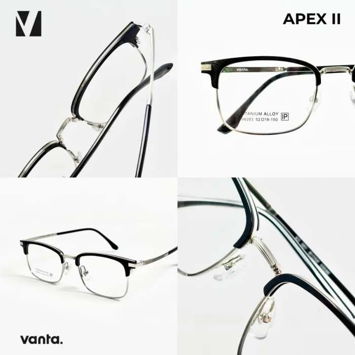 กรอบแว่นตา vanta. APEX II พร้อม Clip-on แม่เหล็ก เลนส์ Polarized Titanium IP ทรง Browline Rectangle ตัดเลนส์สายตาได้ - Image 7