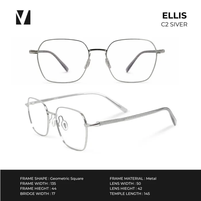 กรอบแว่นตาโลหะ vanta. Ellis น้ำหนักเบา ทรง Geometric Square ตัดเลนส์สายตาได้ - Image 6