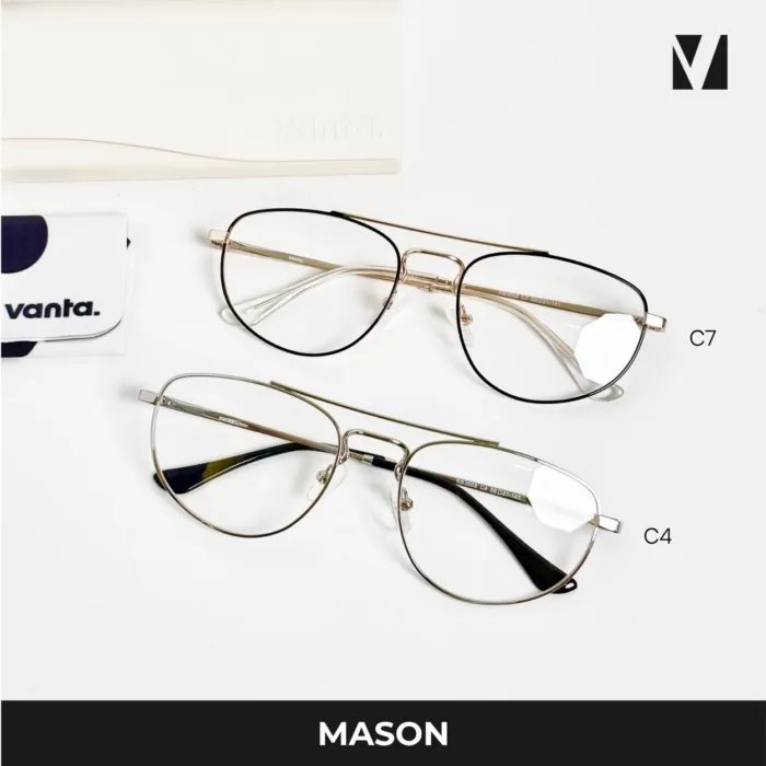 กรอบแว่นตาโลหะ vanta. MASON ทรง Navigator Aviator Double Bridge ตัดเลนส์สายตาได้ - Image 8