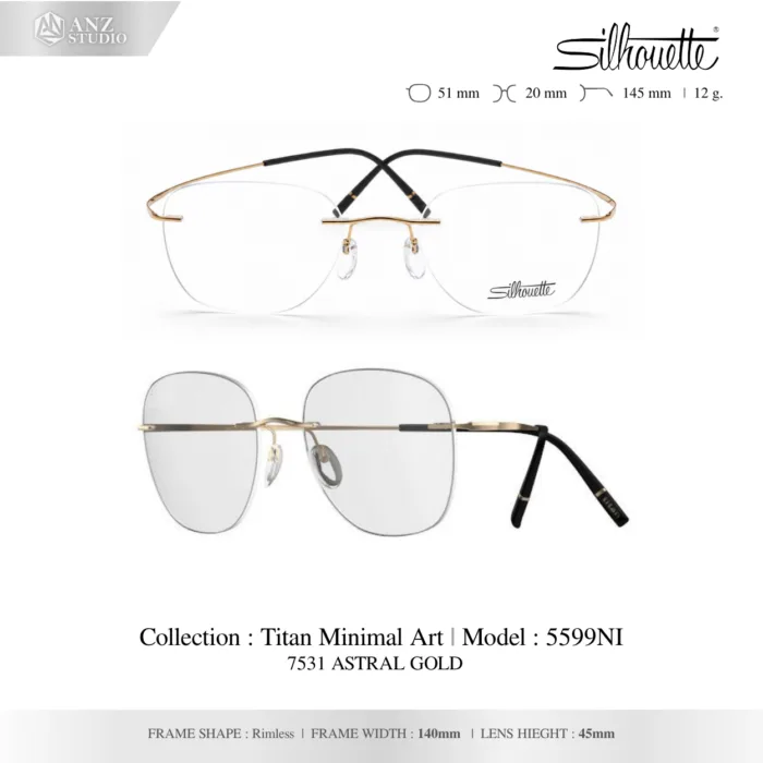 Silhouette Titan Minimal Art 5599 กรอบแว่นสายตา Silhouette ของแท้ กรอบ Titanium ไร้ขอบ น้ำหนักเบา รับประกัน 1 ปี - Image 9