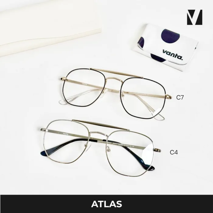 กรอบแว่นตาโลหะ vanta. ATLAS น้ำหนักเบา ทรง Navigator Aviator Double Bridge ตัดเลนส์สายตาได้ - Image 7