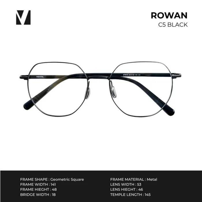 กรอบแว่นตาโลหะ vanta. ROWAN น้ำหนักเบา ทรง Geometric Square ตัดเลนส์สายตาได้ - Image 8