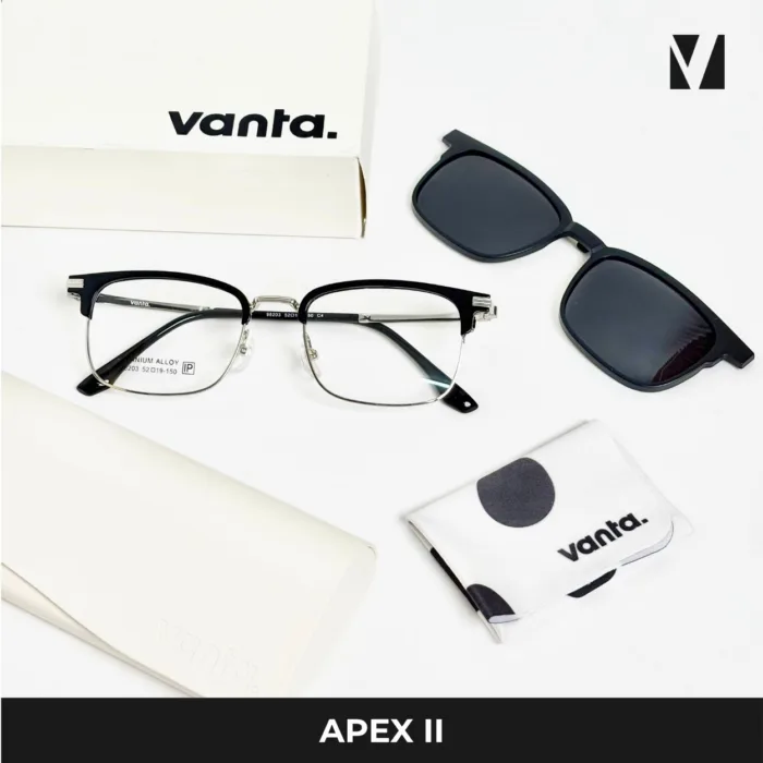 กรอบแว่นตา vanta. APEX II พร้อม Clip-on แม่เหล็ก เลนส์ Polarized Titanium IP ทรง Browline Rectangle ตัดเลนส์สายตาได้ - Image 8