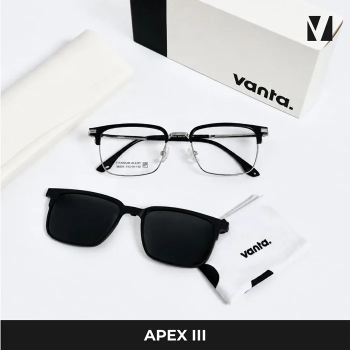 กรอบแว่นตา vanta. APEX III พร้อม Clip-on แม่เหล็ก เลนส์ Polarized Titanium IP ทรง Browline Rectangle ตัดเลนส์สายตาได้ - Image 8