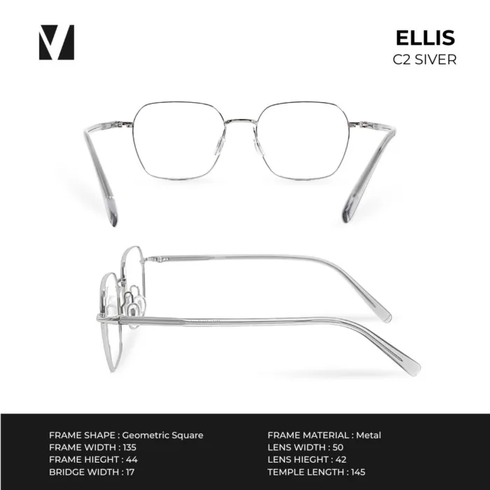 กรอบแว่นตาโลหะ vanta. Ellis น้ำหนักเบา ทรง Geometric Square ตัดเลนส์สายตาได้ - Image 7