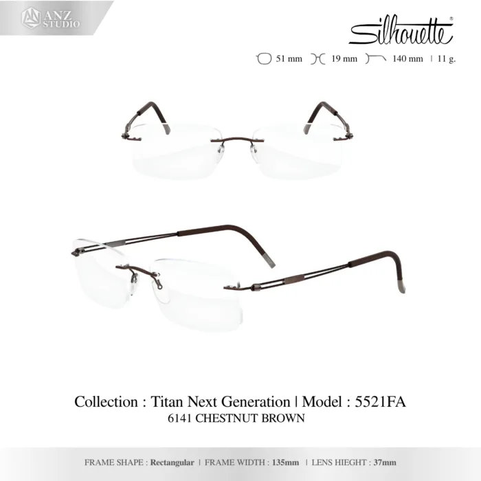 Silhouette Titan Next Generation 5521 กรอบแว่นสายตา Silhouette ของแท้ ทรง Rectangular กรอบ Titanium ไร้ขอบ น้ำหนักเบา รับประกัน 1 ปี - Image 8