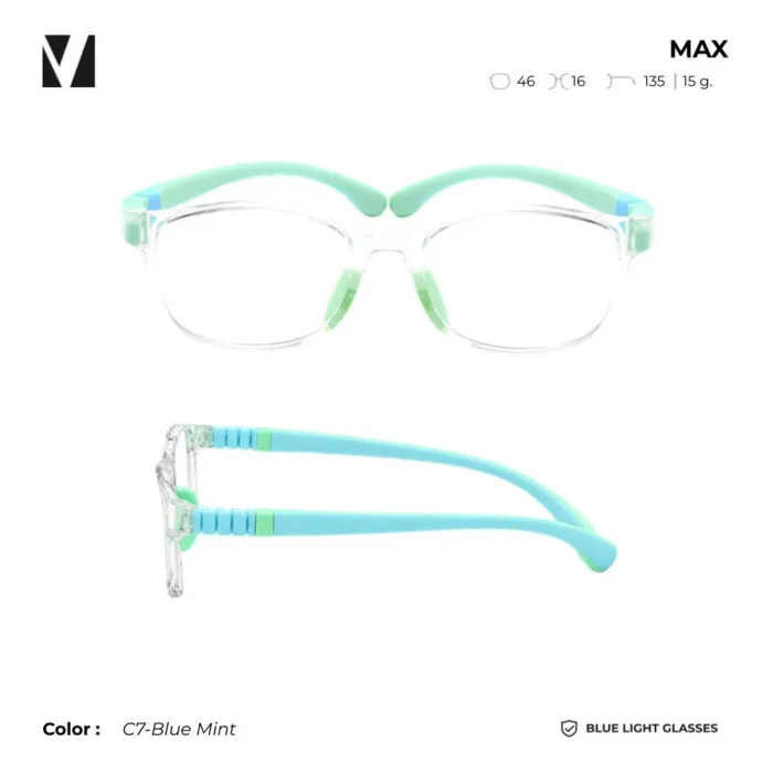 แว่นตากรองแสงสีฟ้าเด็ก vanta. MAX กรอบ TR90 ขาแว่นสปริงยืดหยุ่น น้ำหนักเบา ใส่สบาย - Image 4