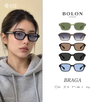แว่นกันแดด BOLON BRAGA BL3273 กรอบ Acetate  พร้อมเลนส์ตัวเลือก Polarized  ออกเเดดเปลี่ยนสี รับประกัน 1 ปี