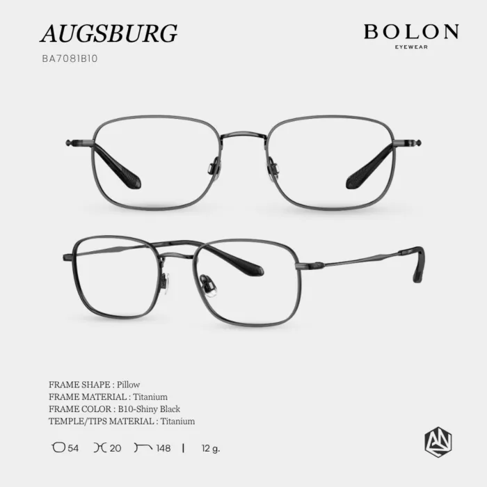 กรอบแว่นตา BOLON รุ่น AUGSBURG BA7081 ทรง Pillow กรอบ Titanium น้ำหนักเบา รับประกัน 1 ปี - Image 3