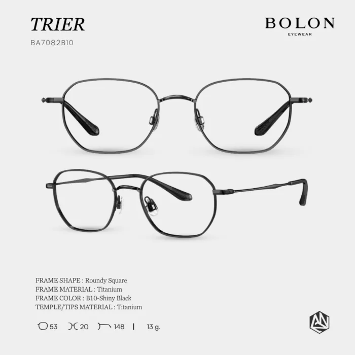 กรอบแว่นตา BOLON รุ่น TRIER BA7082 ทรง Roundy Square กรอบ Titanium น้ำหนักเบา รับประกัน 1 ปี - Image 3