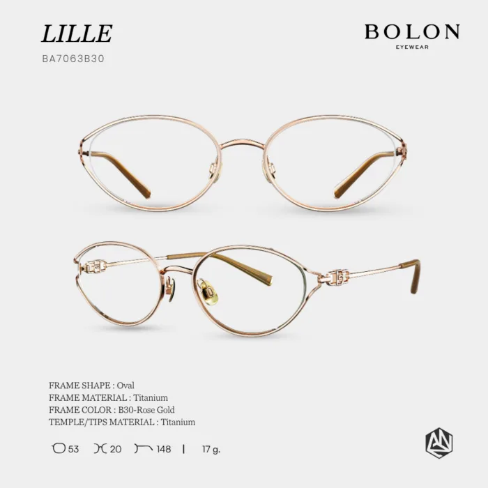 กรอบแว่นตา BOLON รุ่น LILLE BA7063 ทรง Oval กรอบ Titanium น้ำหนักเบา รับประกัน 1 ปี - Image 4