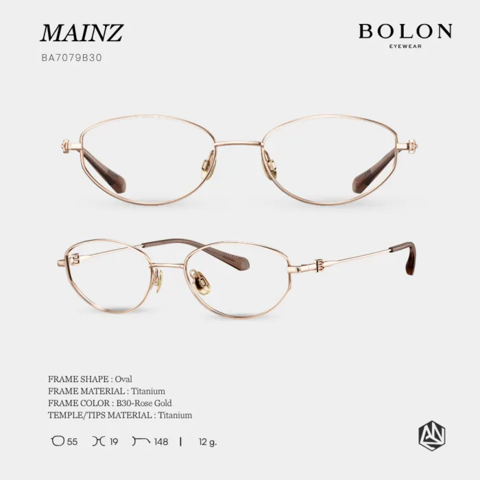 กรอบแว่นตา BOLON รุ่น MAINZ BA7079 ทรง Oval กรอบ Titanium น้ำหนักเบา รับประกัน 1 ปี - Image 3