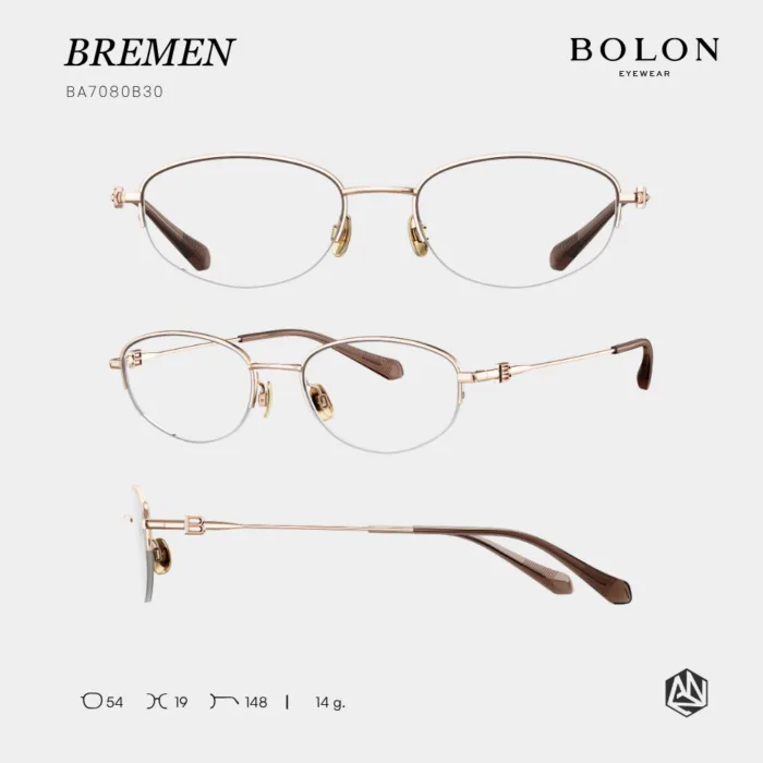 กรอบแว่นตา BOLON รุ่น BREMEN BA7080 ทรง Oval กรอบ Titanium น้ำหนักเบา รับประกัน 1 ปี - Image 4
