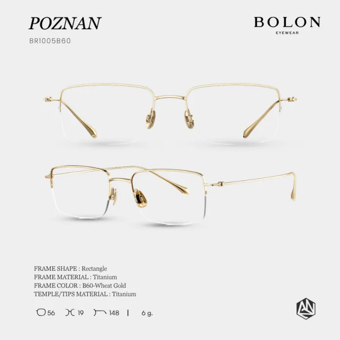 กรอบแว่นตา BOLON รุ่น POZNAN BR1005 ทรง Rectangle กรอบ Titanium น้ำหนักเบา รับประกัน 1 ปี - Image 4