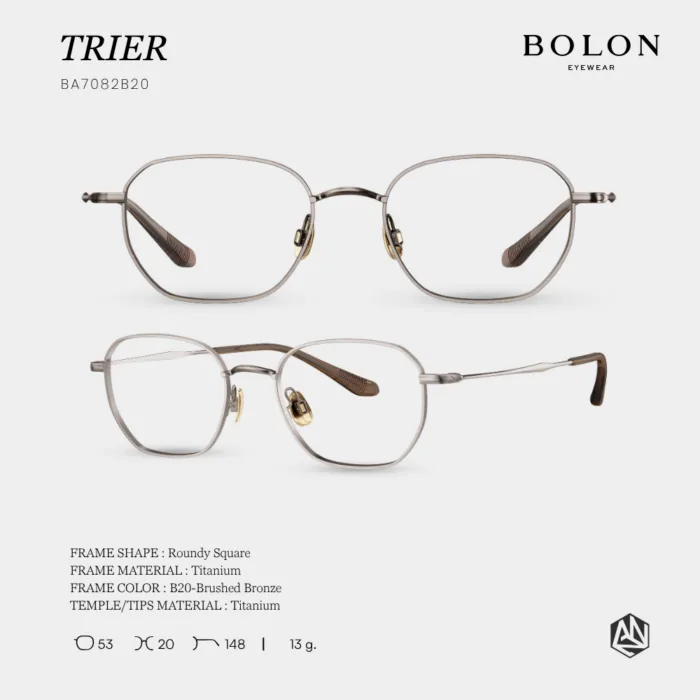 กรอบแว่นตา BOLON รุ่น TRIER BA7082 ทรง Roundy Square กรอบ Titanium น้ำหนักเบา รับประกัน 1 ปี - Image 4