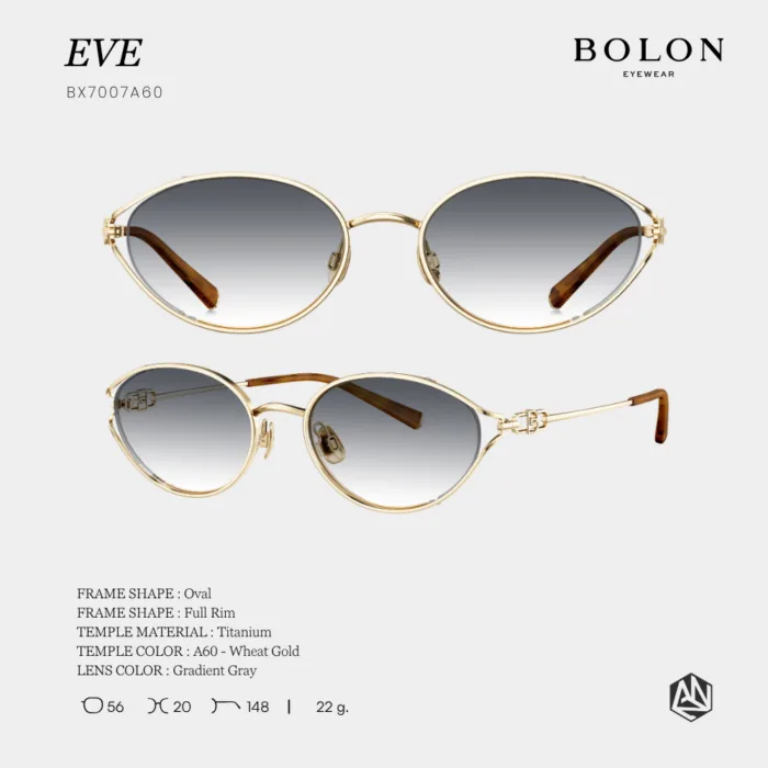 แว่นกันแดด BOLON EVE BX7007 ทรง Oval ดีไซน์โค้งมน หรูละมุน พร้อมขา Titanium น้ำหนักเบา รับประกัน 1 ปี - Image 5